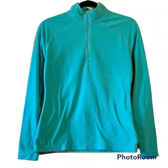 SPYDER Aqua Shimmer Bug Half Zip Velour Fleece w/Rhinestones Sz M (10-12) - Picture 1 of 5